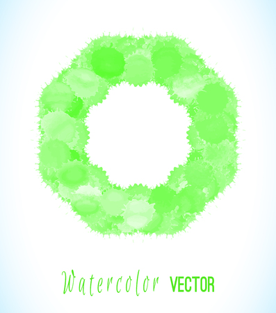 Green vector watercolor circle. Colorful watercolor  splashes  isolated on white background.のイラスト素材