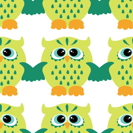 Seamless vector pattern with cute colorful owls. Childish seamless pattern with owlsのイラスト素材
