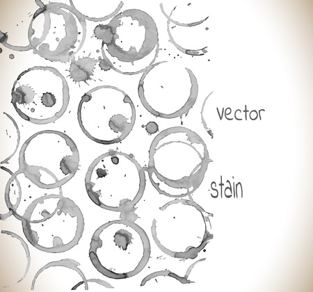 Circles grunge of coffee cup. Vector black coffee  glass or cup stains isolated on whiteのイラスト素材