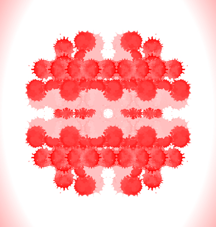 Set of various blood  splatters isolated over white background. Vector red  stain, blots, splashes.のイラスト素材