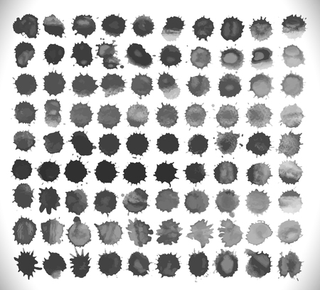 Set of grunge paint stains.  Black ink grunge  splash. Watercolor vector splashes. Set of watercolor stains. Vector art illustrationのイラスト素材