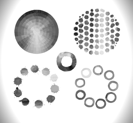 Circle  frame with spray paint blots, splashes  collection of vector blots, splashes, graphics elements.のイラスト素材