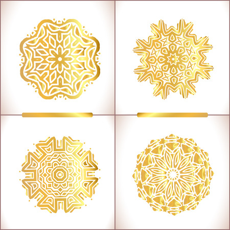 Vector  gold design elements. Golden circular ornaments in oriental style.のイラスト素材
