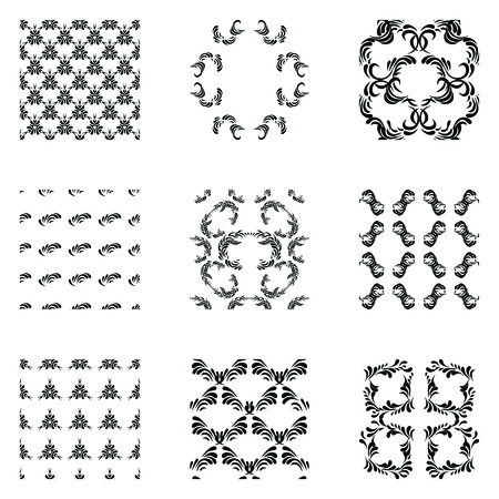 Universal different seamless patterns. Retro fashion style patterns. Set of abstract seamless patternsのイラスト素材