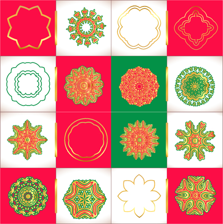 Christmas card template with snowflakes. Set of vector snowflakes. Hand drawn vector stars and snowflakesのイラスト素材