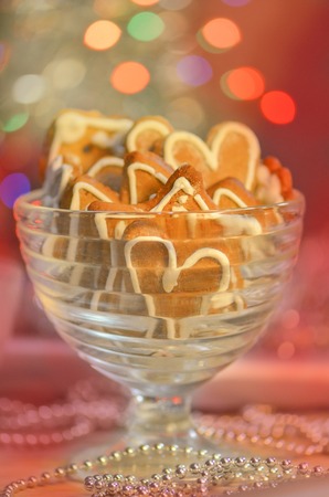 Heart-shaped biscuits.  Valentine's day cookies. Valentine heart shaped cookieの写真素材
