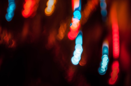 Blurred stage lights equipment with multicolored beams.  Entertainment concert  bokeh lighting....