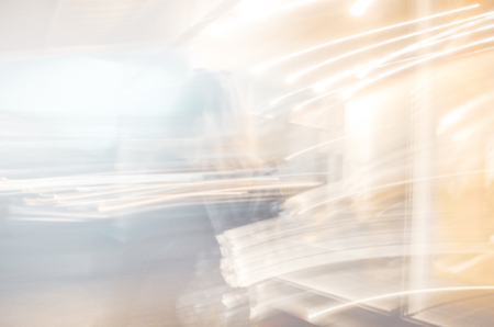 Abstract blur city bokeh lights. Defocused bokeh street in European city background. City blurred lights background. Night bokeh lights in big cityの写真素材