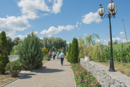 Nemyryntsi, Ukraine - July, 2019: Public park in Nemyryntsi Ukrainian summer gardens