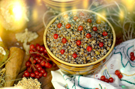 Traditional ukrainian food kutya. Traditional food for christmas eve in Belarus, Ukraine and Poland. Christmas porridge kutya.の写真素材
