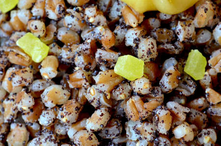 Kutia background close. Traditional Christmas sweet meal in Ukraine.の写真素材