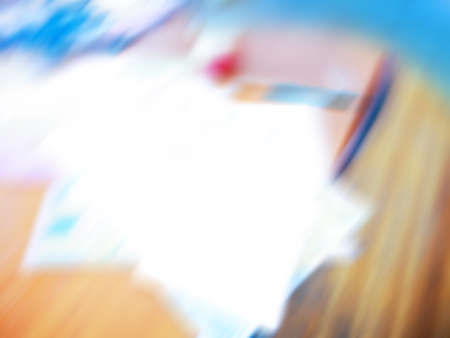 Modern artwork paintings on canvas blurred bokeh background. Painter workplace blurred bokeh...