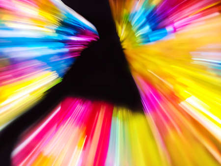 Space flight blurry natural color bokeh backdrop. Bright modern spacecraft defocused glow smoky texture.の写真素材
