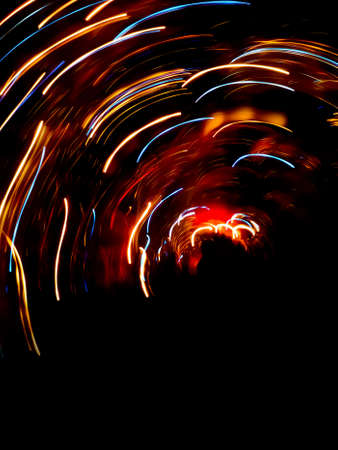 Space flight defocused lights background. space exploration concept blurred background