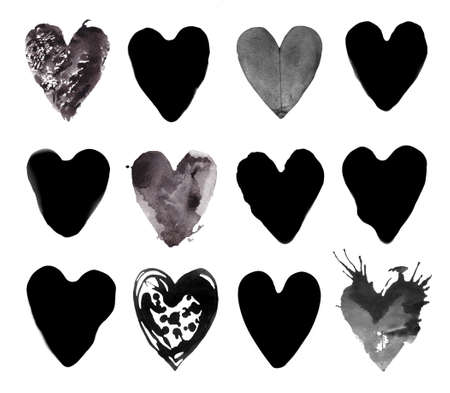 Black elements set for Valentines design. Retro black love graphic design elements.の写真素材