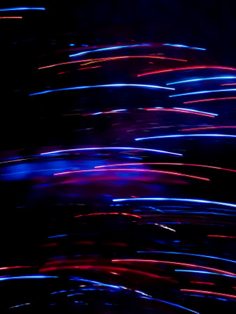 Digital technology concept abstract circular defocused motion bokeh background. Technology on future blurred motion out of focus background.の写真素材