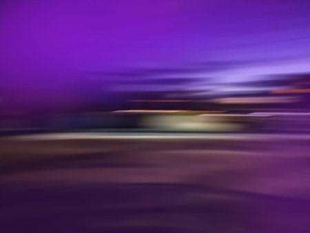 Urban night walk blurred background. Abstract colorful blur bokeh night city life.