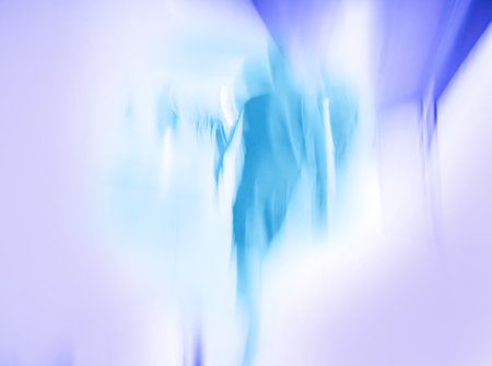 Medical blurred background and people. Blurred bokeh background with doctors and patients.の写真素材