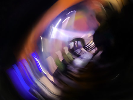 Abstract night light bokeh defocused background. Blur cityscape background.