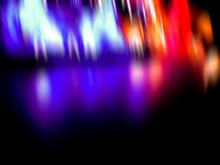 Blurry abstract psychedelic vibrant wavy background. Reflection and mirroring blurry effect.の写真素材