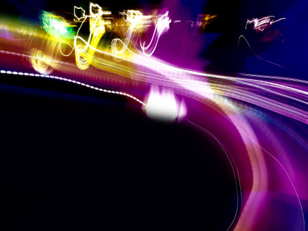 Blur space travel concept with blurred lights trails making pattern on background.