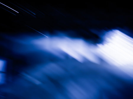 Bokeh blurred illuminating path in the darkness.Light in the darkness. Get out of a difficult situation. Bokeh blurred illuminating.の写真素材