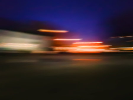 Night city life abstract blur bokeh lights. City landscape blurred background concept.の写真素材