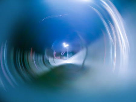 Abstract night motion blurred city view.の写真素材