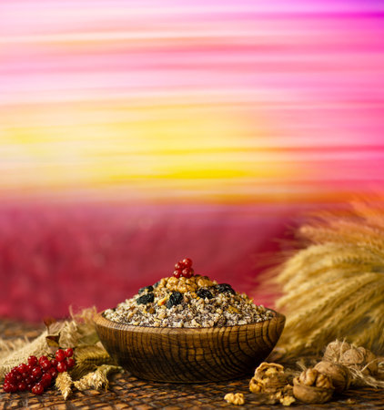 Authentic food presentation reflects Ukrainian Christmas culinary heritage.の写真素材