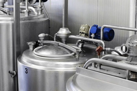 Conveyor with bottles filled with milk productsの写真素材