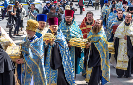 ODESSA, UKRAINE - APRIL 23: The procession with the miraculous icon of the Mother of God...