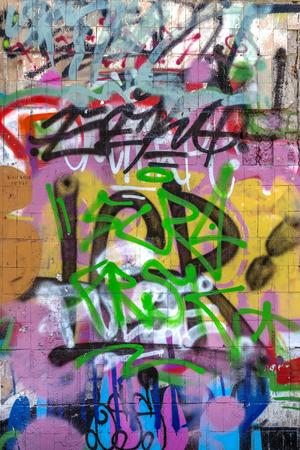 Beautiful street art graffiti. Abstract creative drawing fashion colors on the walls of the city. Urban Contemporary Cultureのeditorial素材