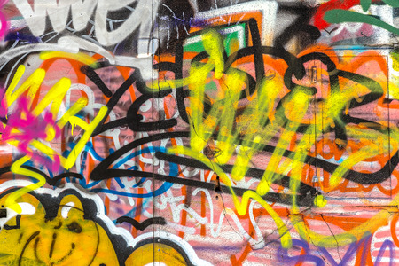 Beautiful street art graffiti. Abstract creative drawing fashion colors on the walls of the city. Urban Contemporary Cultureのeditorial素材