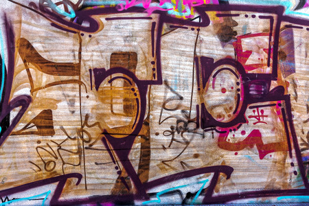 Beautiful street art graffiti. Abstract creative drawing fashion colors on the walls of the city. Urban Contemporary Cultureのeditorial素材