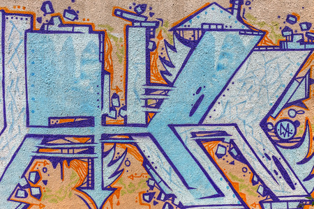 Beautiful street art graffiti. Abstract creative drawing fashion colors on the walls of the city. Urban Contemporary Cultureの写真素材