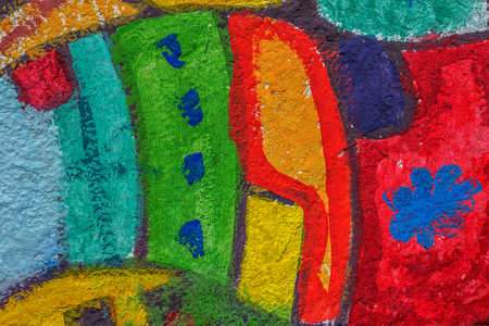 Beautiful street art graffiti. Abstract creative drawing fashion colors on the walls of the city. Urban Contemporary Cultureの写真素材