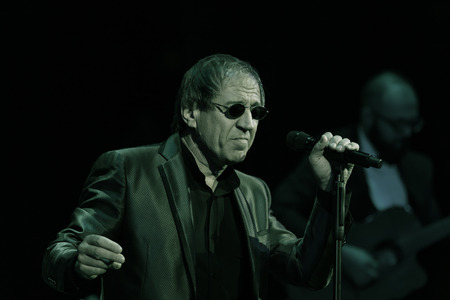 ODESSA, UKRAINE - Nov. 4, 2018: concert performance by Adriano Celentano. Soloist of the music group - Adolfo Sebastiani - famous singer, showman Celentano. Tribute Show Celentano. Italian pop legendのeditorial素材