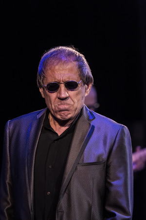 ODESSA, UKRAINE - Nov. 4, 2018: concert performance by Adriano Celentano. Soloist of the music group - Adolfo Sebastiani - famous singer, showman Celentano. Tribute Show Celentano. Italian pop legendのeditorial素材