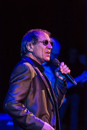 ODESSA, UKRAINE - Nov. 4, 2018: concert performance by Adriano Celentano. Soloist of the music group - Adolfo Sebastiani - famous singer, showman Celentano. Tribute Show Celentano. Italian pop legendのeditorial素材