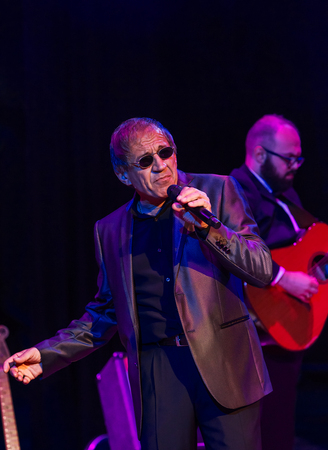 ODESSA, UKRAINE - Nov. 4, 2018: concert performance by Adriano Celentano. Soloist of the music group - Adolfo Sebastiani - famous singer, showman Celentano. Tribute Show Celentano. Italian pop legendのeditorial素材