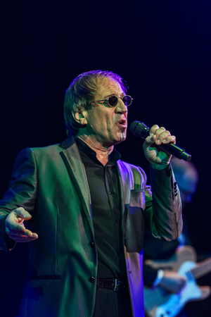 ODESSA, UKRAINE - Nov. 4, 2018: concert performance by Adriano Celentano. Soloist of the music group - Adolfo Sebastiani - famous singer, showman Celentano. Tribute Show Celentano. Italian pop legendのeditorial素材