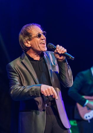 ODESSA, UKRAINE - Nov. 4, 2018: concert performance by Adriano Celentano. Soloist of the music group - Adolfo Sebastiani - famous singer, showman Celentano. Tribute Show Celentano. Italian pop legendのeditorial素材
