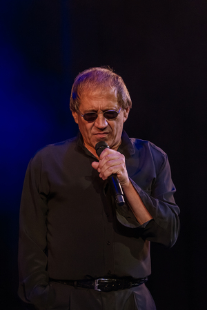 ODESSA, UKRAINE - Nov. 4, 2018: concert performance by Adriano Celentano. Soloist of the music group - Adolfo Sebastiani - famous singer, showman Celentano. Tribute Show Celentano. Italian pop legendのeditorial素材