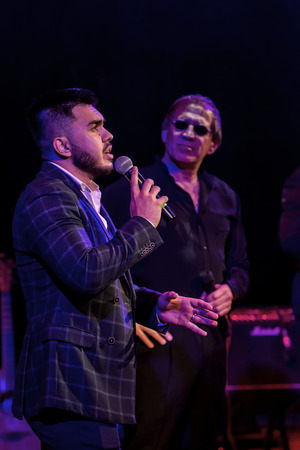 ODESSA, UKRAINE - Nov. 4, 2018: concert performance by Adriano Celentano. Soloist of the music group - Adolfo Sebastiani - famous singer, showman Celentano. Tribute Show Celentano. Italian pop legendのeditorial素材