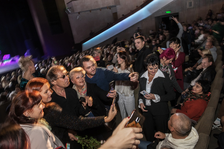 ODESSA, UKRAINE - Nov. 4, 2018: concert performance by Adriano Celentano. Soloist of the music group - Adolfo Sebastiani - famous singer, showman Celentano. Tribute Show Celentano. Italian pop legendのeditorial素材