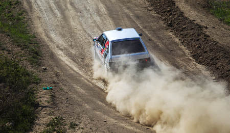 ODESSA, UKRAINE - April 30, 2017: Traditional rally Autocross Championship. Racing car is dangerous...