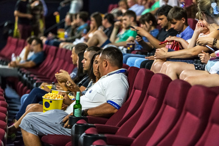 Odessa, Ukraine July 21 2917: Spectators watch a movie in the theater during an international film...