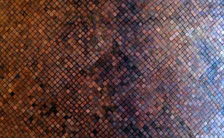 Colorful soft pastel monophonic Venetian mosaic as decorative decoration of facade. Venetian mosaic as decorative background. Selective focus. Abstract pattern. Abstract mosaic ceramic stonesの写真素材