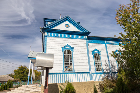 A small wooden provincial Ukrainian Orthodox Church of the Moscow Patriarchate. Odessa region, Kodyma, 2012のeditorial素材
