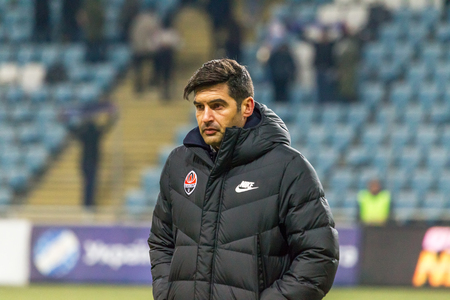 ODESSA, UKRAINE -2 March 2019: Legendary famous football coach Paulo Alexandre Rodrigues Fonseca during match Shakhtar (Donetsk) with Chornomorets. Press conference, comments Head coach Paulo Fonsecaのeditorial素材